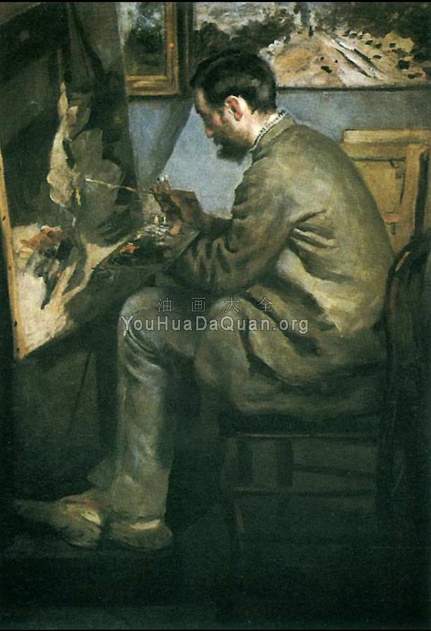 Frederic Bazille at His Easel - 皮埃尔·奥古斯特·雷诺阿